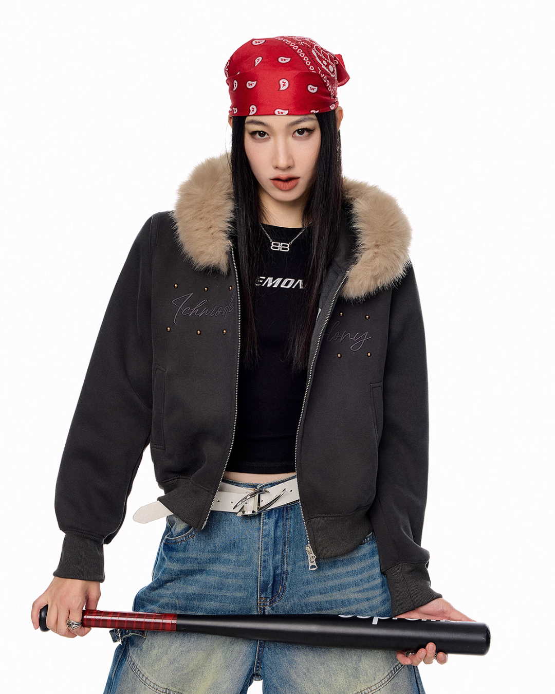 Fur Hood Zip Hoodie ICM0093