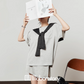 Light Gray Short Sleeve Top / Mini Skirt LLA0450