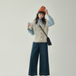 Blue Stripe Shirt / Wide Denim Pants / Corduroy Overall Skirt AMU0033