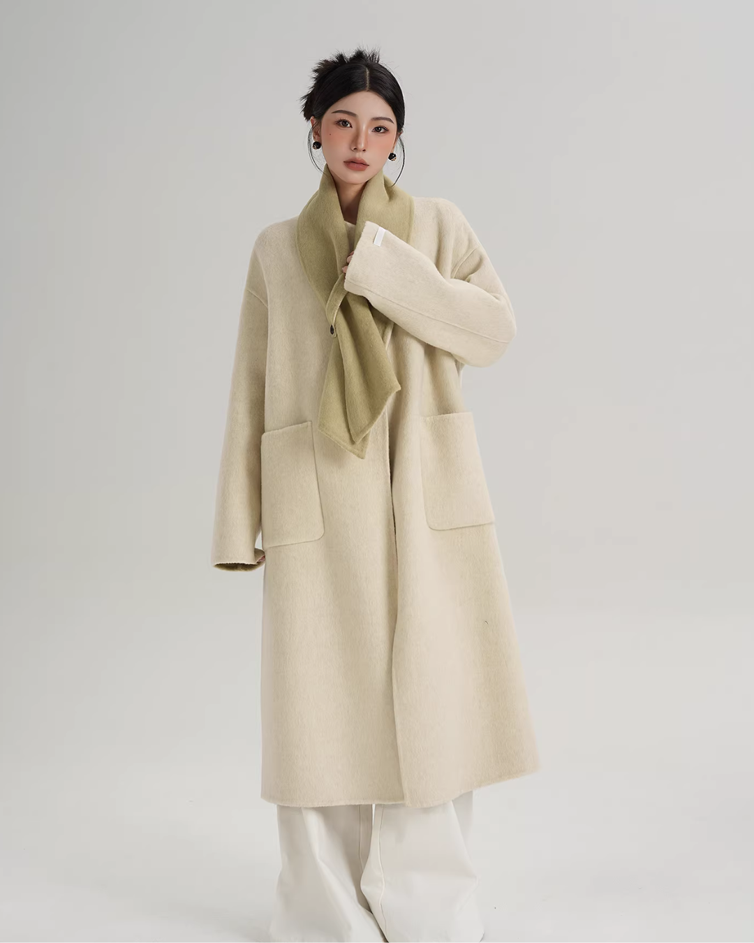 Scarf Collarless Coat SRS0412