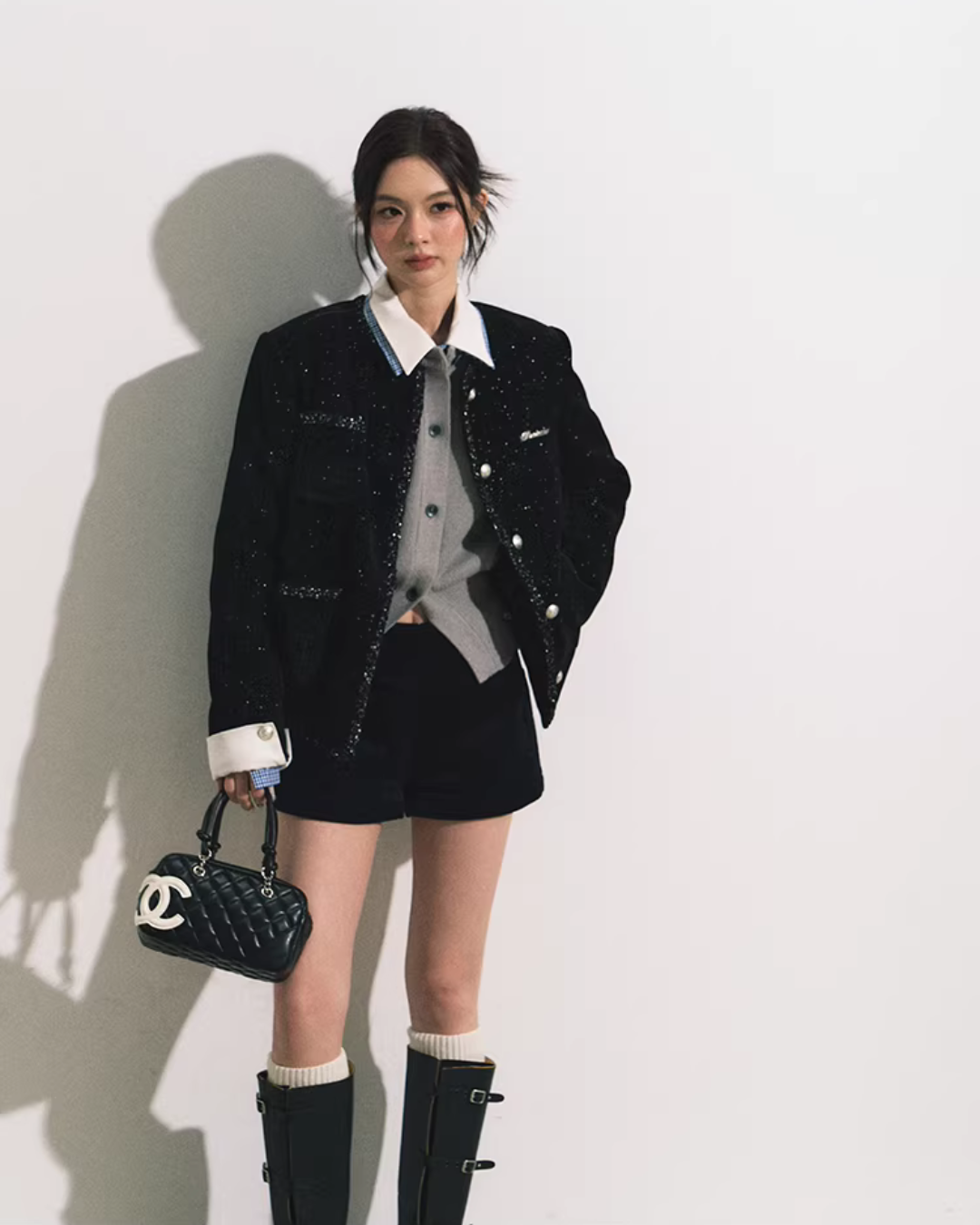 Silver Button Tweed Jacket RCR0011