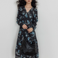 V-Neck Linen Print Elegant Dress VAS0151