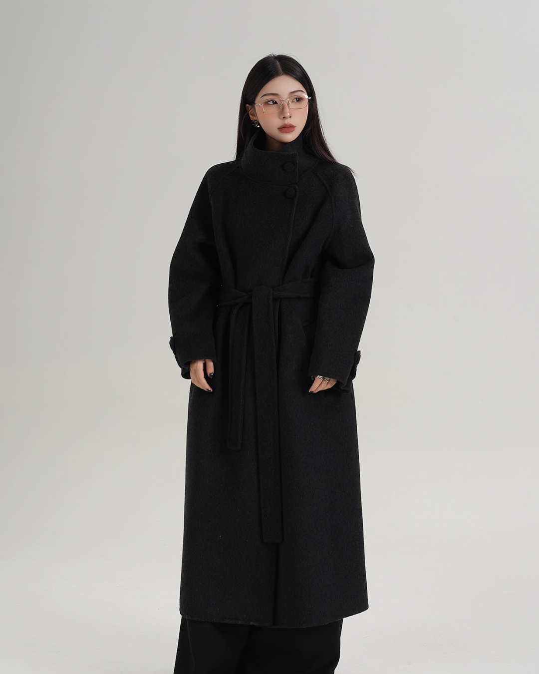 Stand Collar Paid Long Coat SRS0391