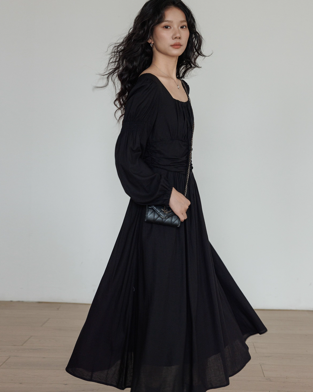 Linen Long-sleeve Slim Dress VAS0155