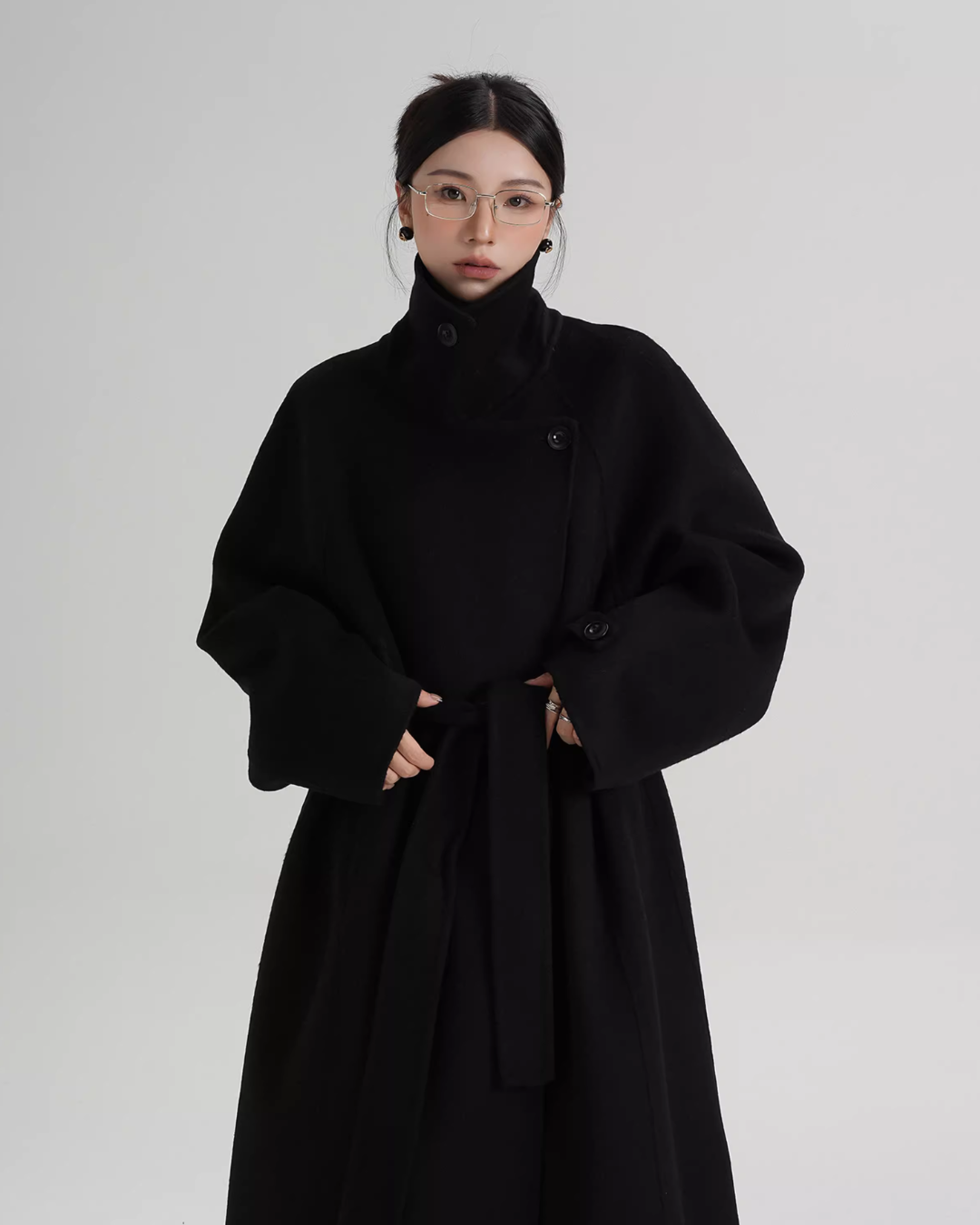 Stand Collar Long Loose Wool Coat SRS0361