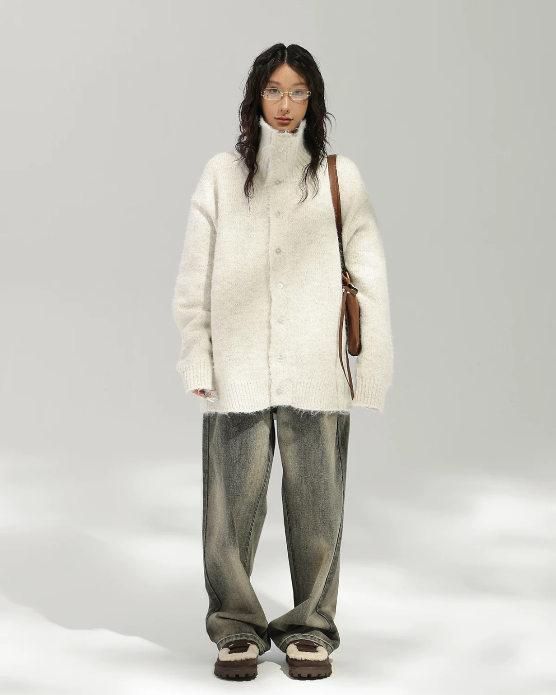 High Neck Button Knit Cardigan ACS0393