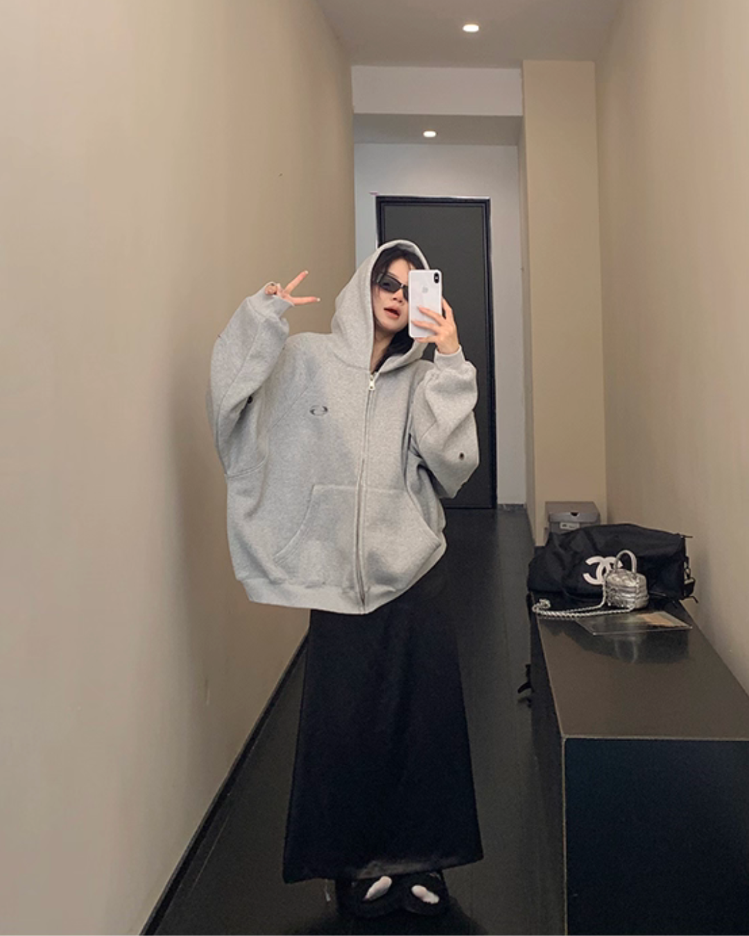 Hollow Out Zip Up Hoodie YLS0988