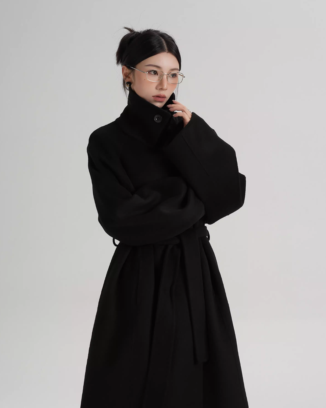 Stand Collar Long Loose Wool Coat SRS0361