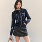 Dog Embroidery Round Neck Knit Cardigan ASG0070