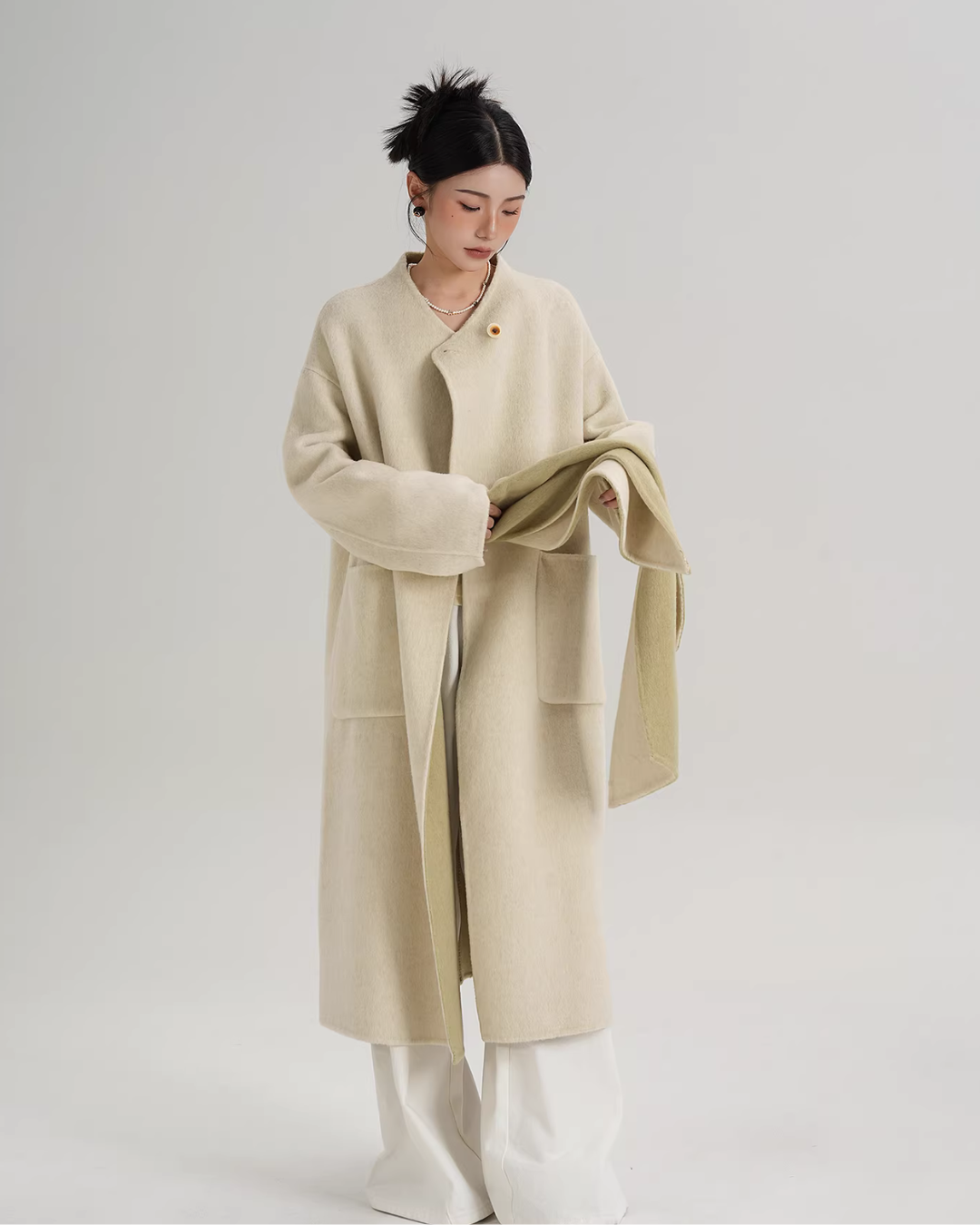 Scarf Collarless Coat SRS0412