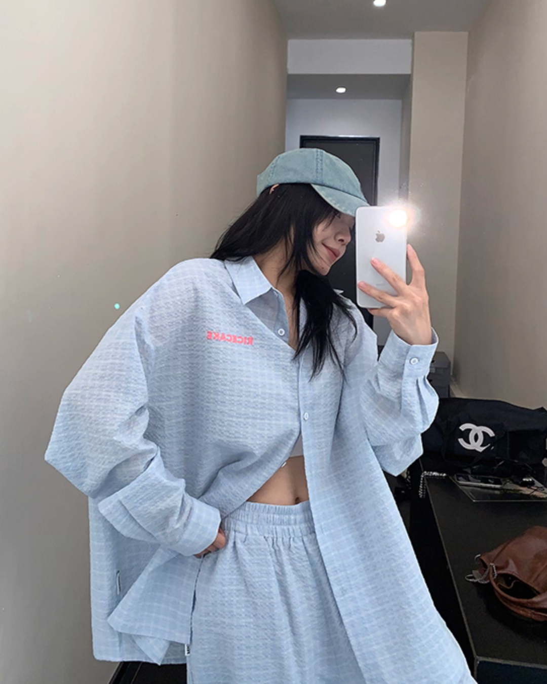 Plaid Long Sleeve Shirt / Loose Pants YLS0916