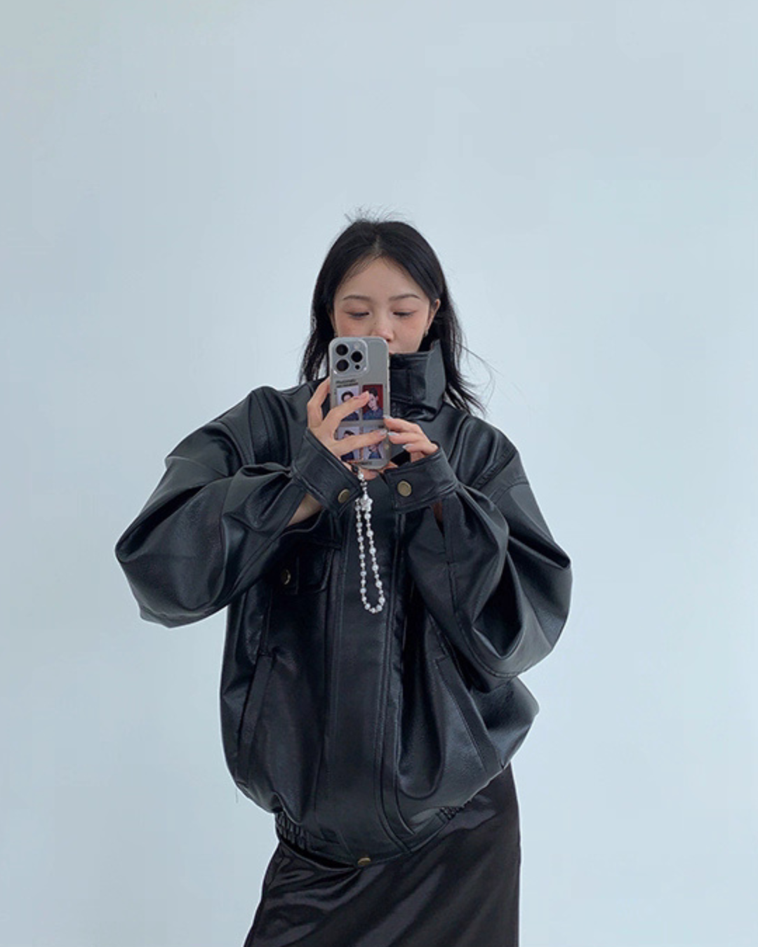 Stand Collar Fake Leather Blouson YLS0909