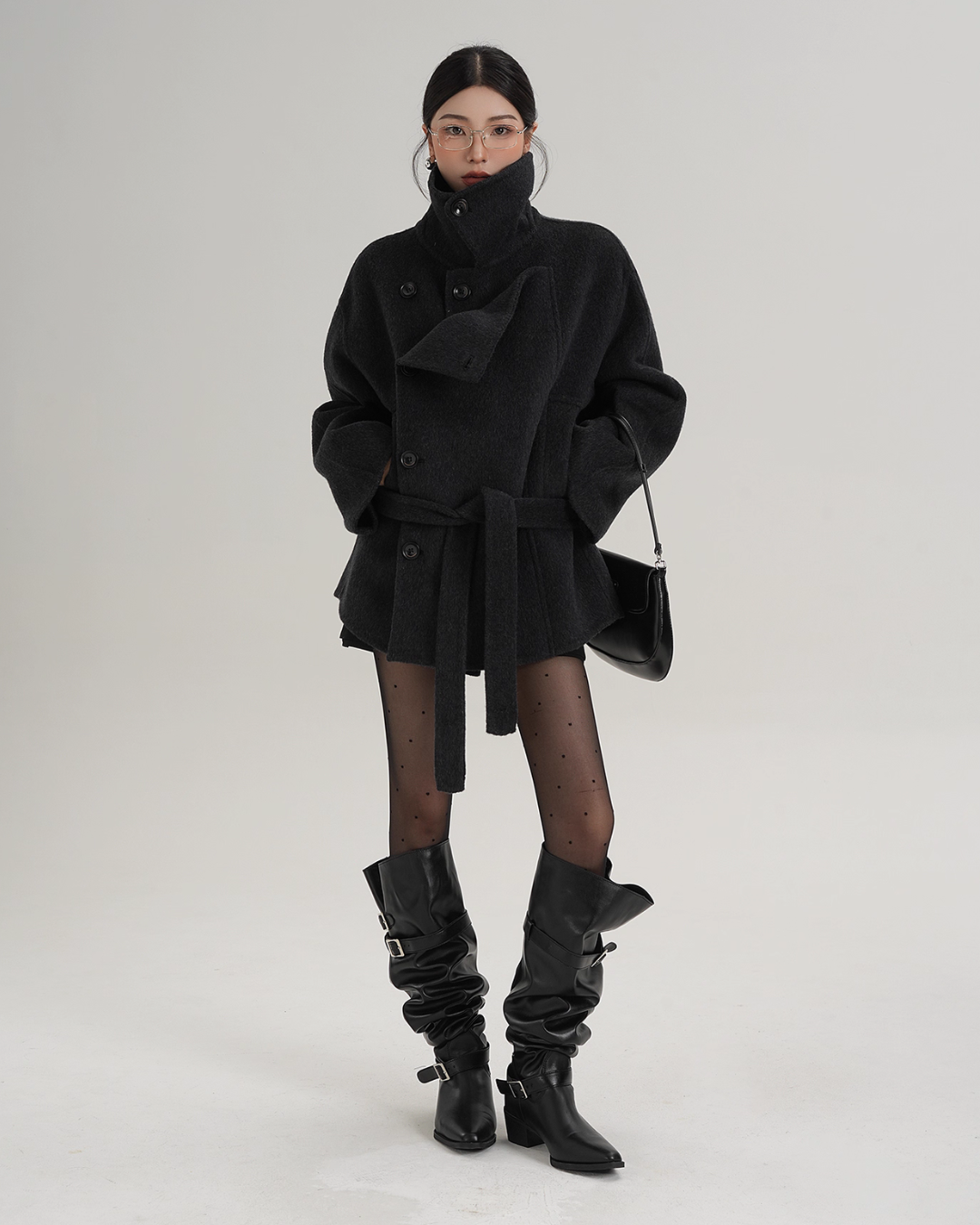 Stand Collar Wool Trench Coat SRS0376