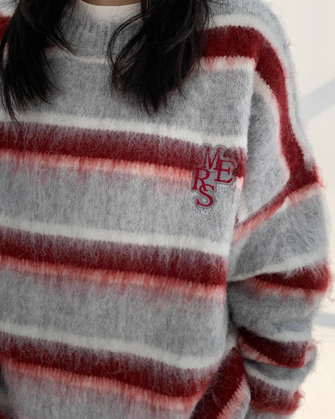 Border Shaggy Knit Tops YLS0713
