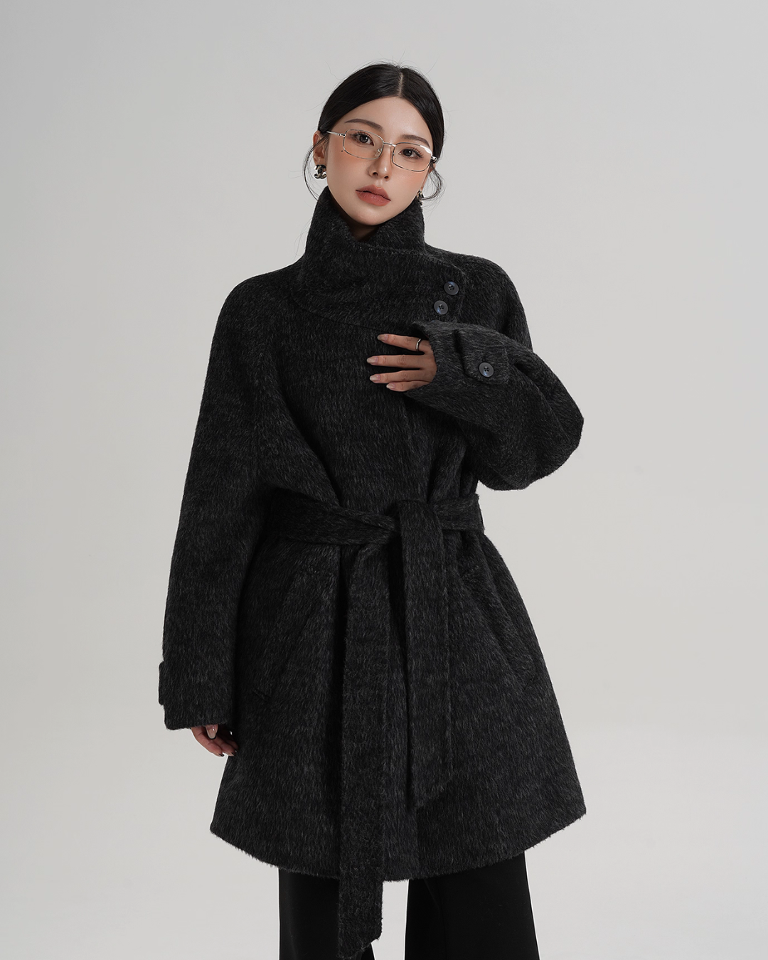 Stand Collar Wool Coat SRS0364 – AuroraBoutique