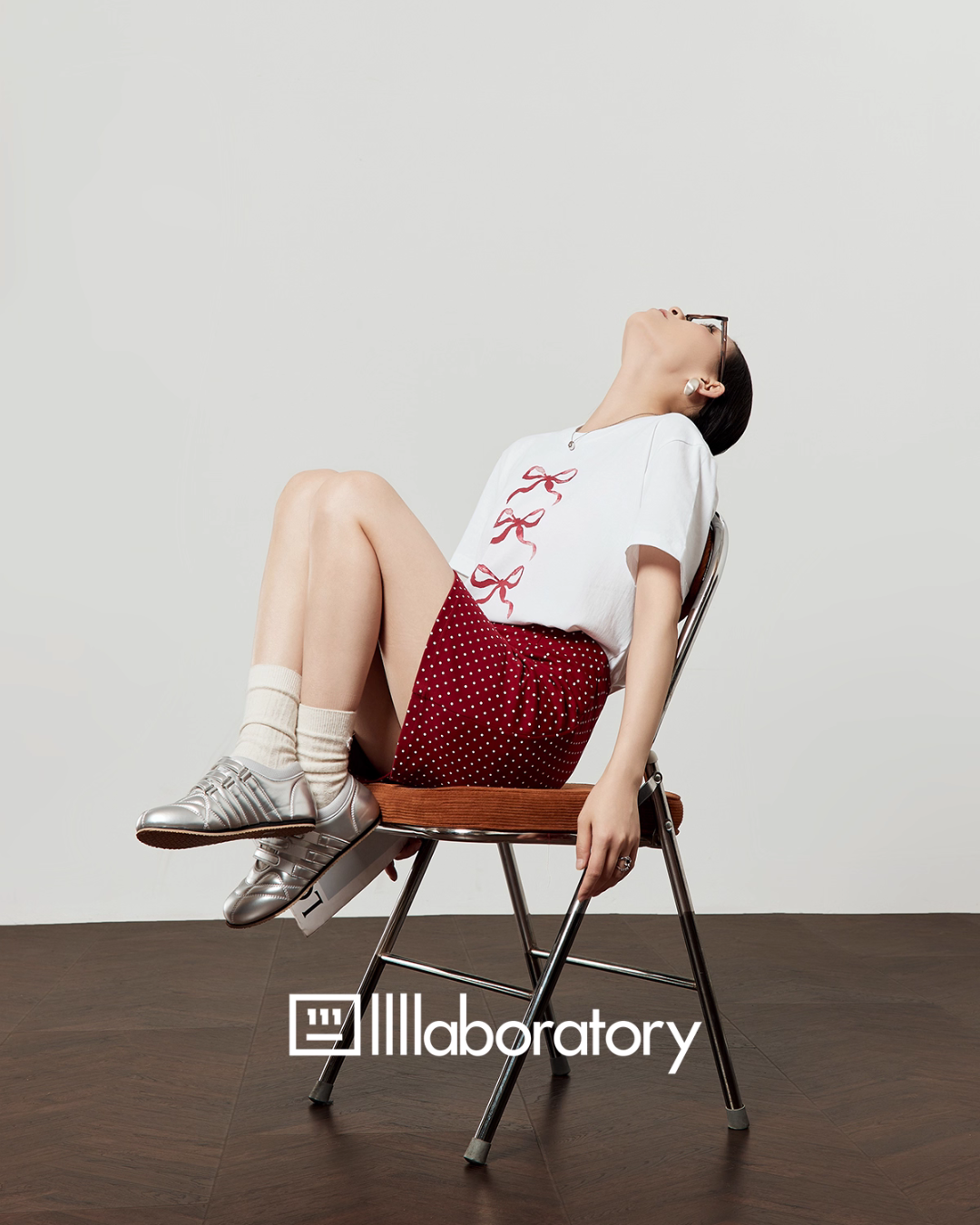 Ribbon Print T-Shirt / A-Line Mini Skirt LLA0486