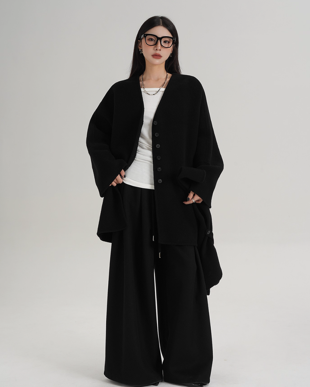 Collarless Wool Coat SRS0367