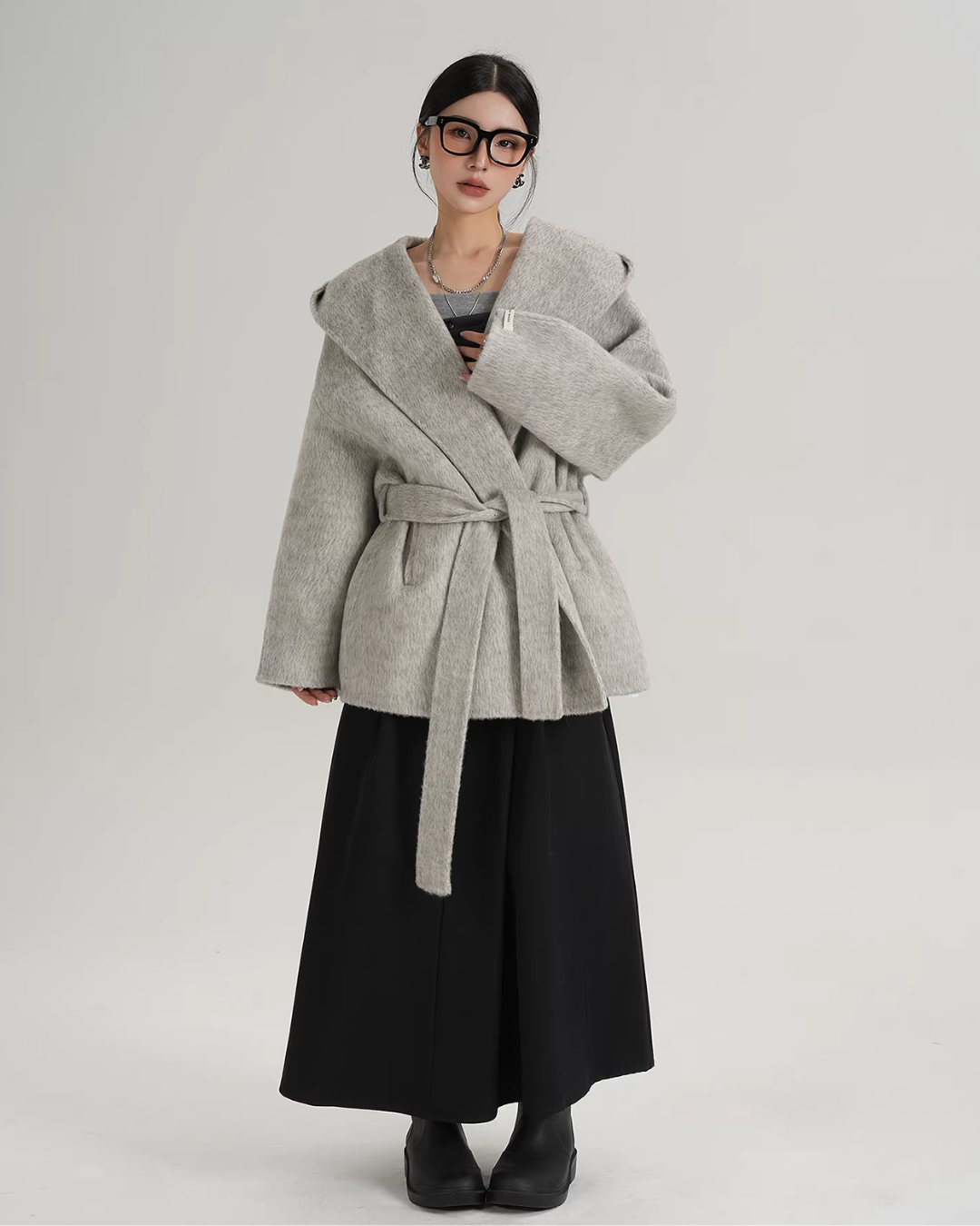 Open Collar Long Coat SRS0414