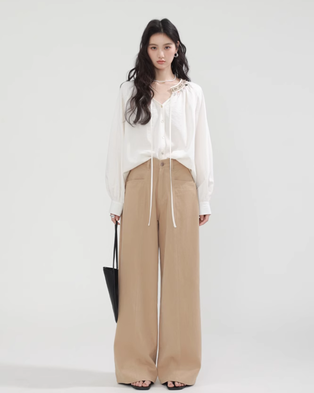 No Collar Balloon Sleeve Top / Vest / Pants CHS0002