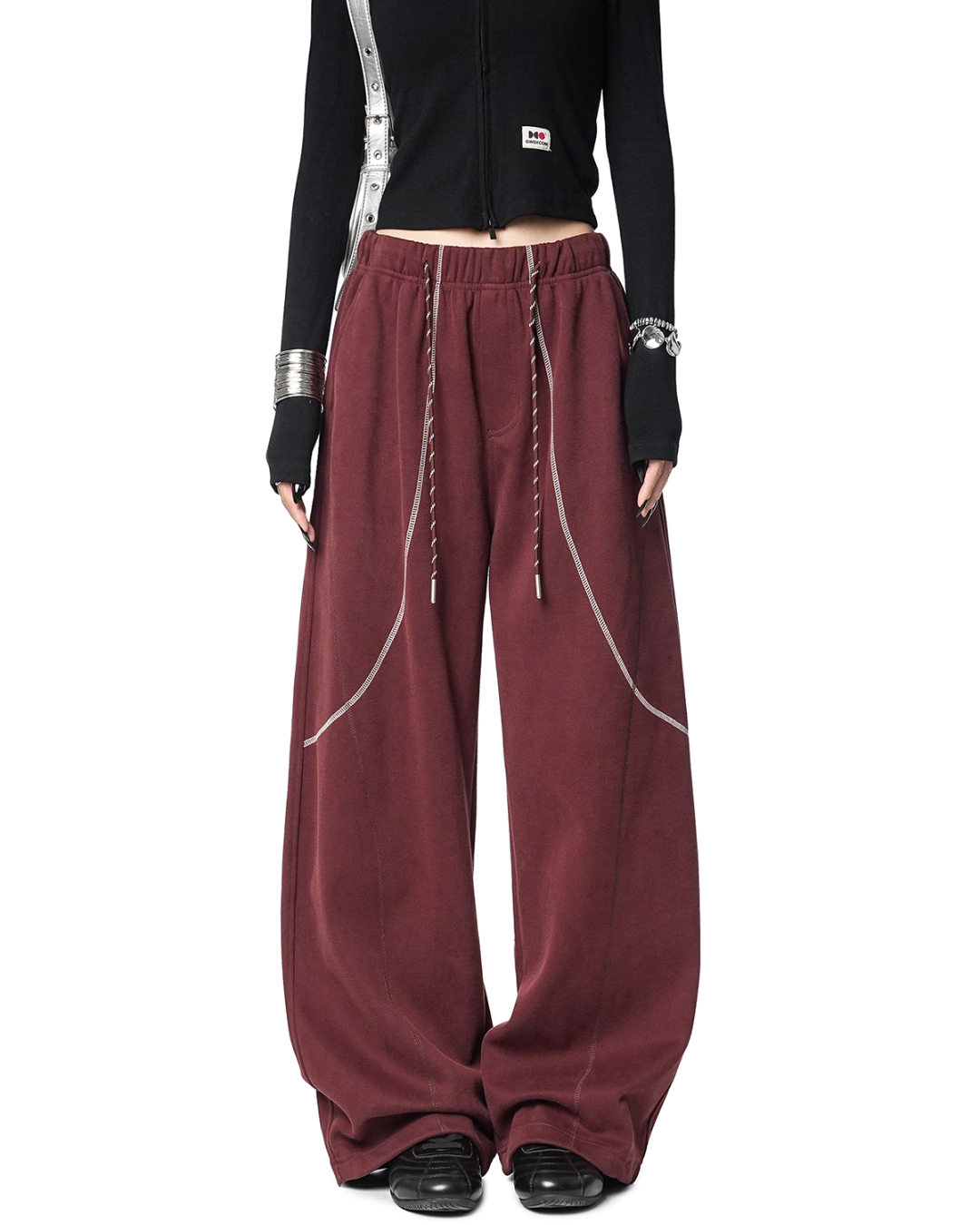 Color Contrast Stitch Sweat Pants ICM0105
