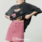 Casual Printed Long-Sleeve T-Shirt / A-line Mini Skirt LLA0664