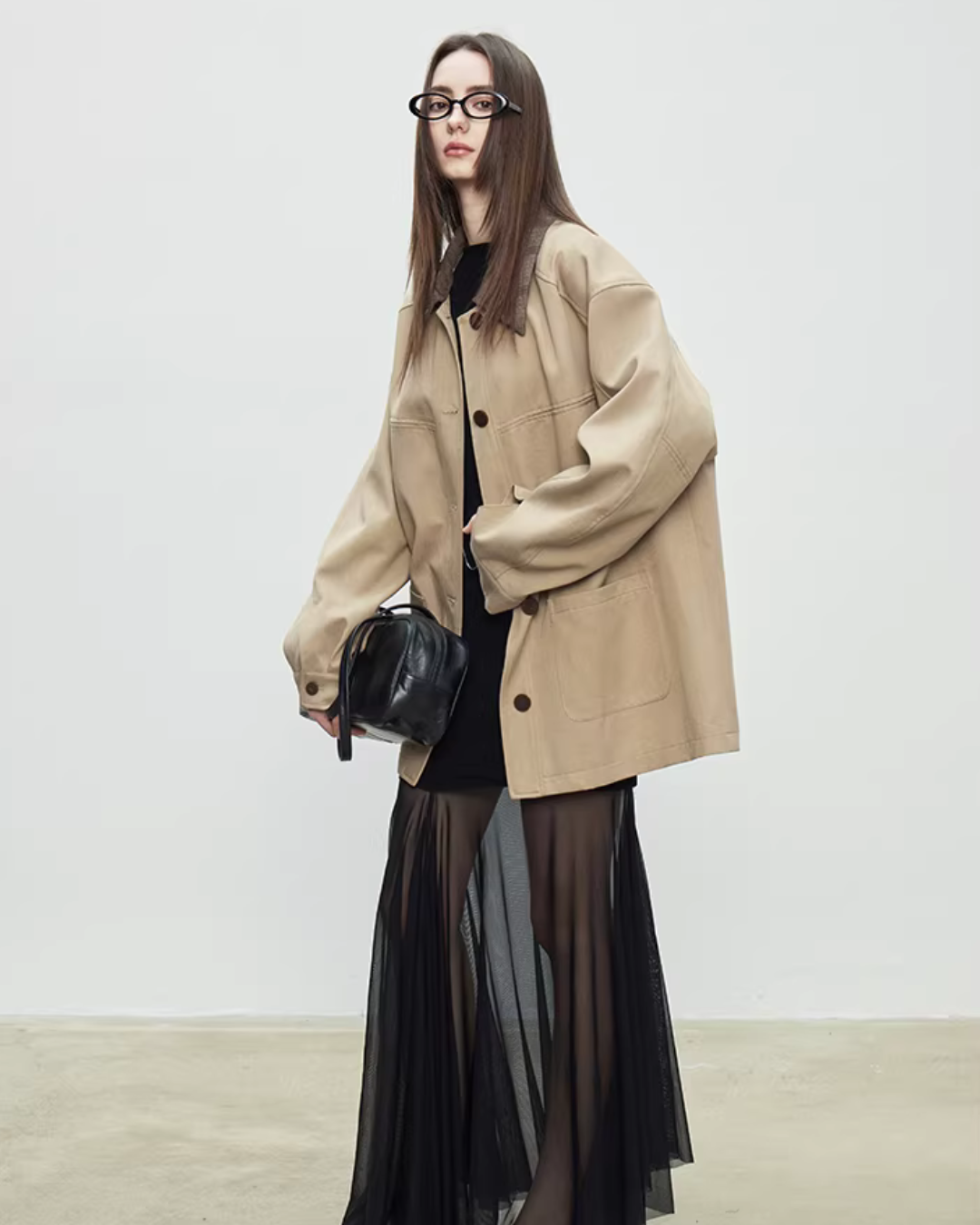 Patchwork Mid-Length Trench Coat TEO0008
