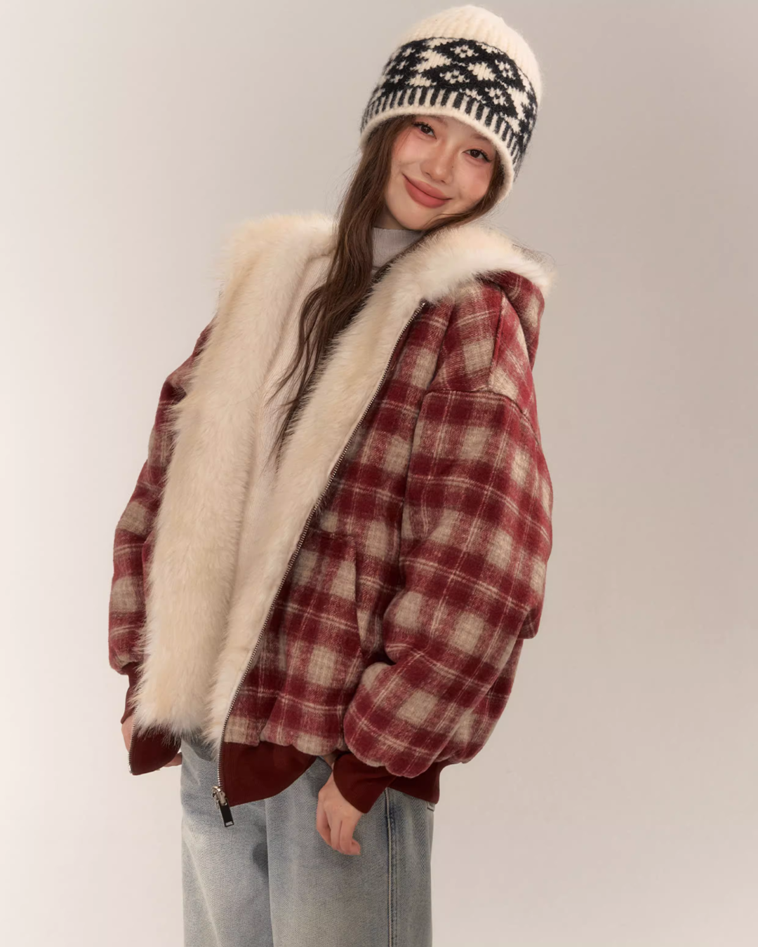 Reversible Check Fleece Jacket ASG0060