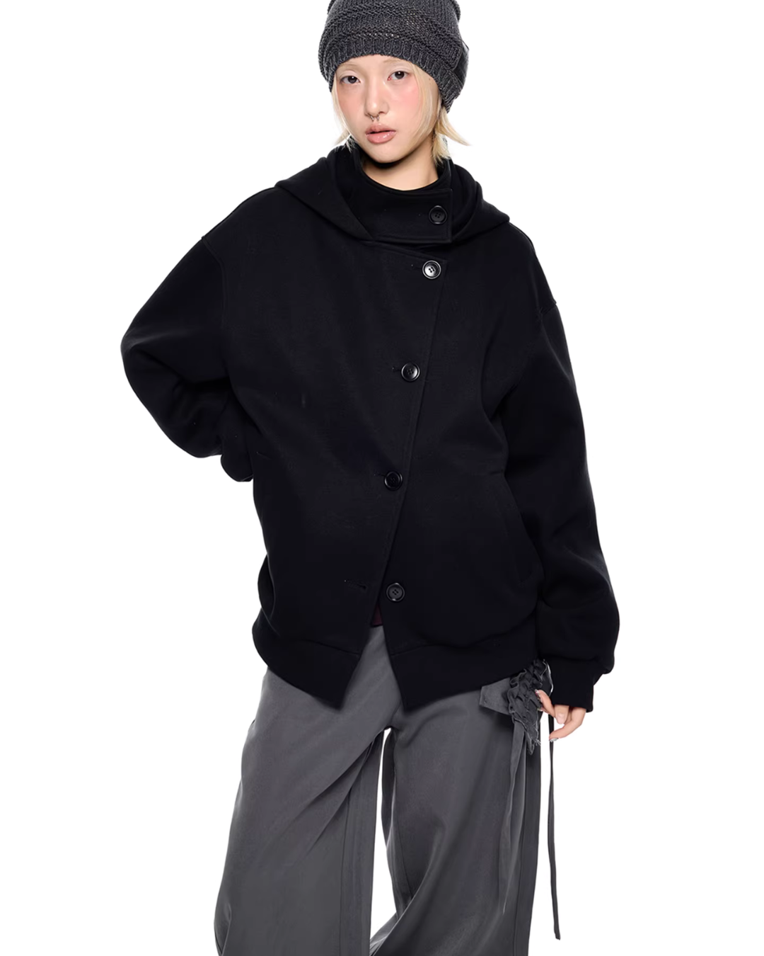 Short Wool Hooded Coat EZK0102