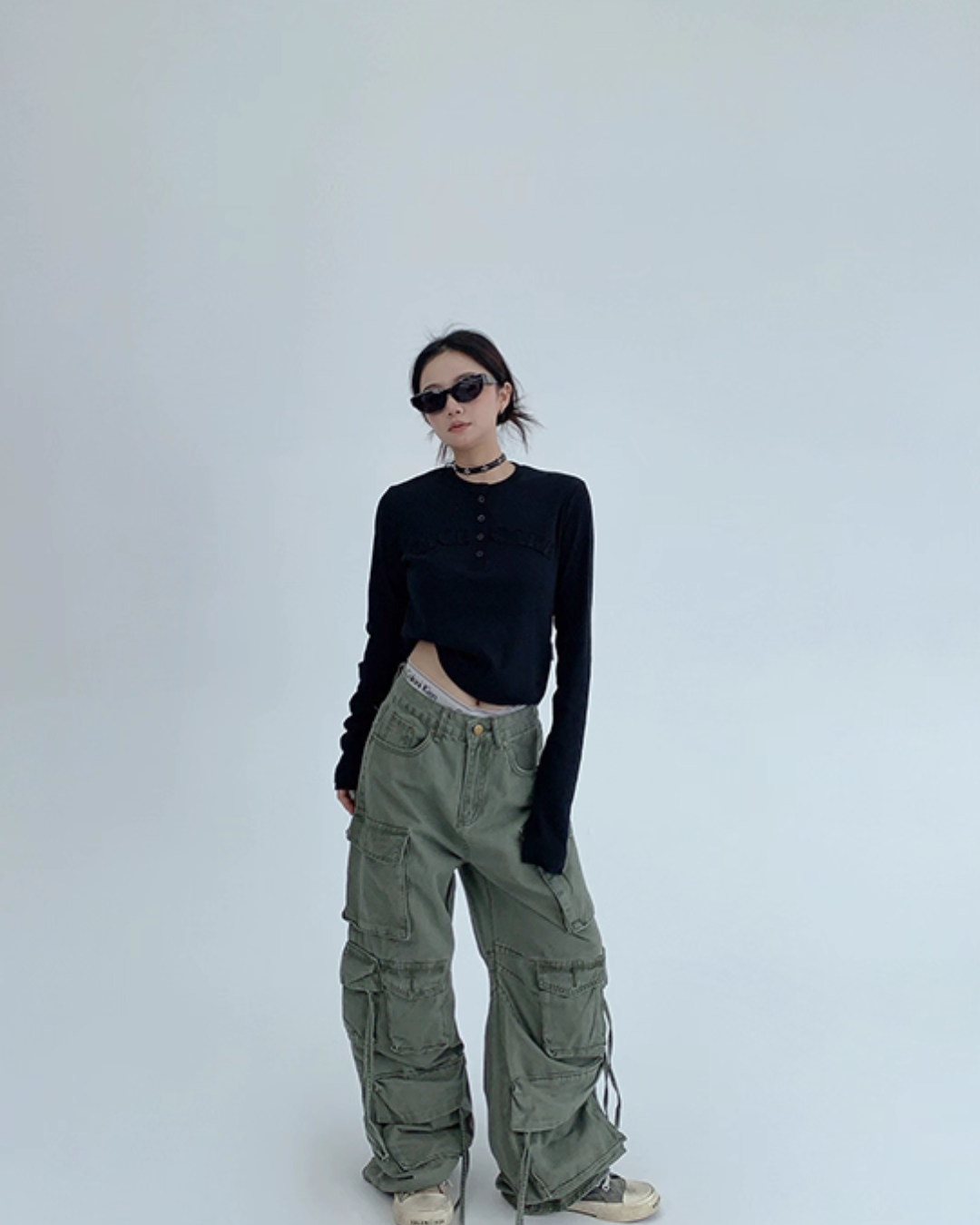 Pocket Design Wide Cargo Pants YLS0889