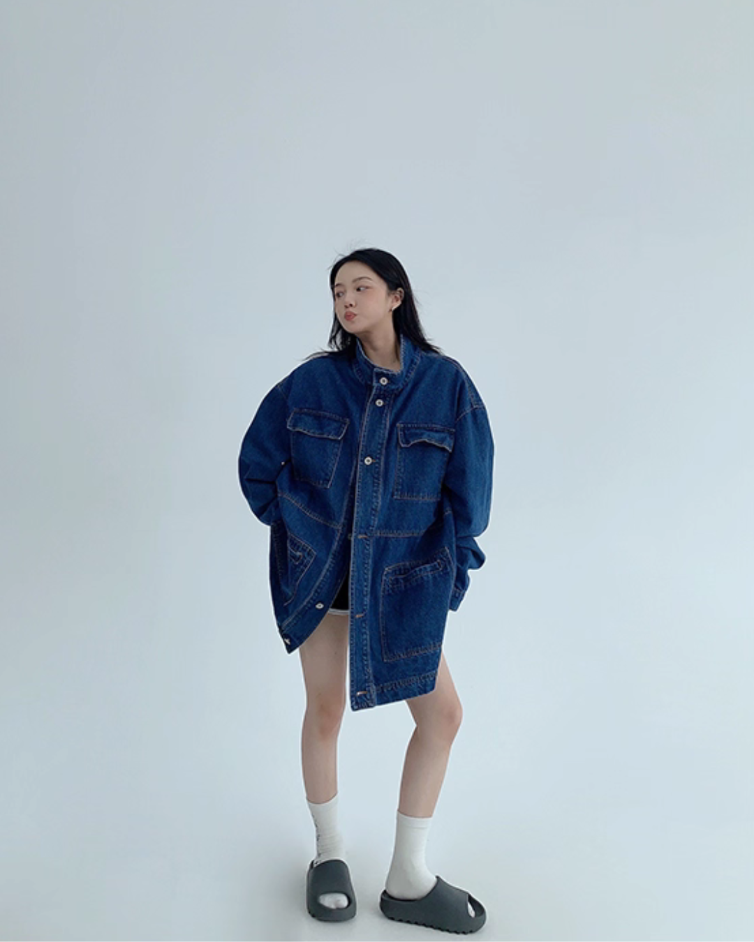 Stand Collar Loose Denim Jacket YLS0980