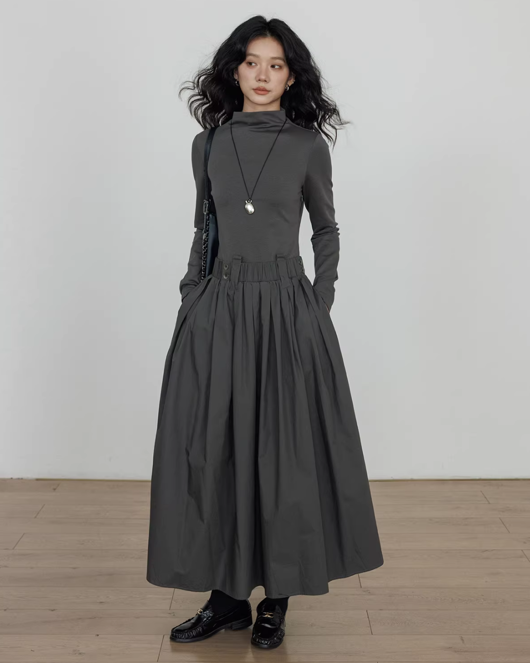 Half-Turtleneck Long Dress VAS0185