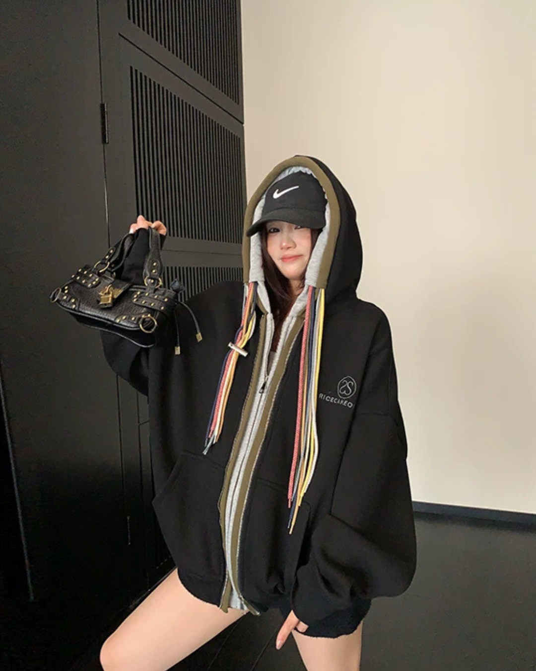 Colorful Drawcord Zip-Up Hoodie YLS1075