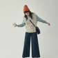 Blue Stripe Shirt / Wide Denim Pants / Corduroy Overall Skirt AMU0033