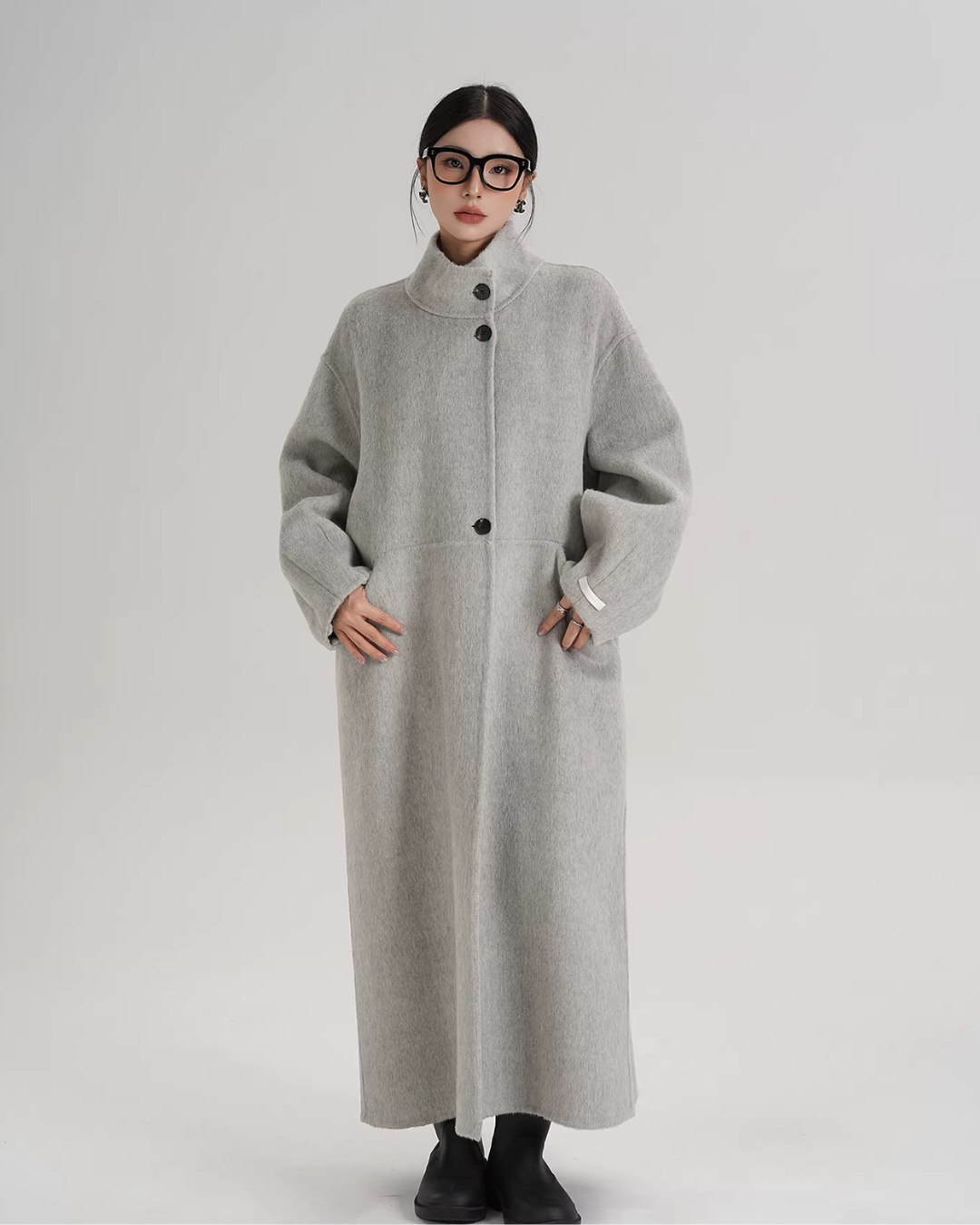 Mock Neck Long Coat SRS0413