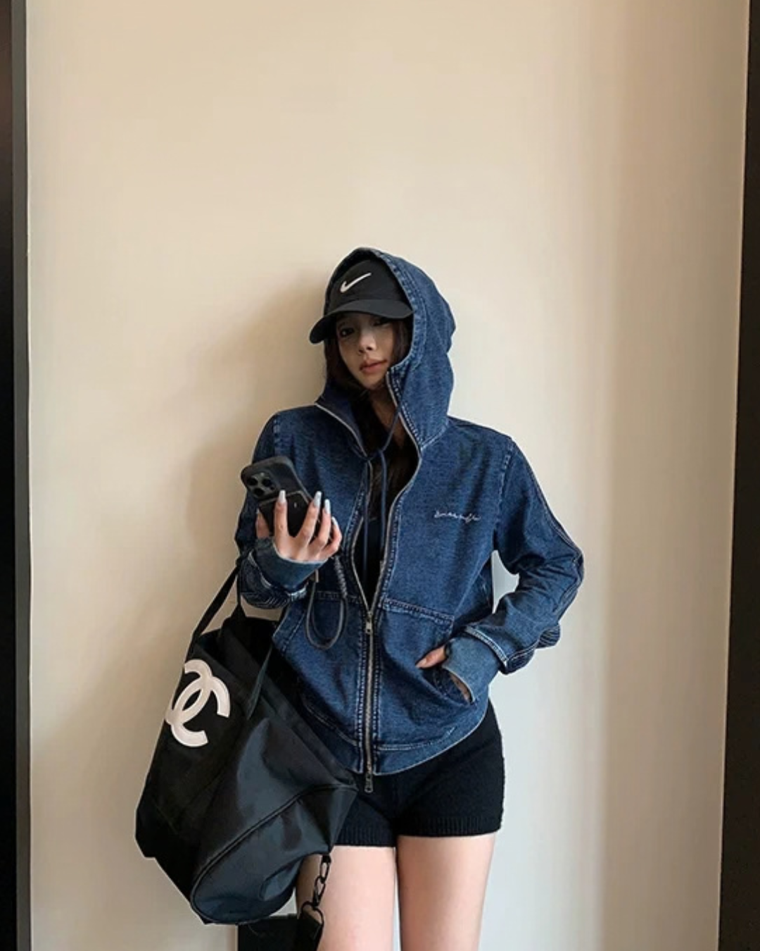 Denim Zip-Up Hoodie YLS1041