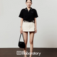 Polo Knit Relax Tops / Stripe Pleated Skirt LLA0490