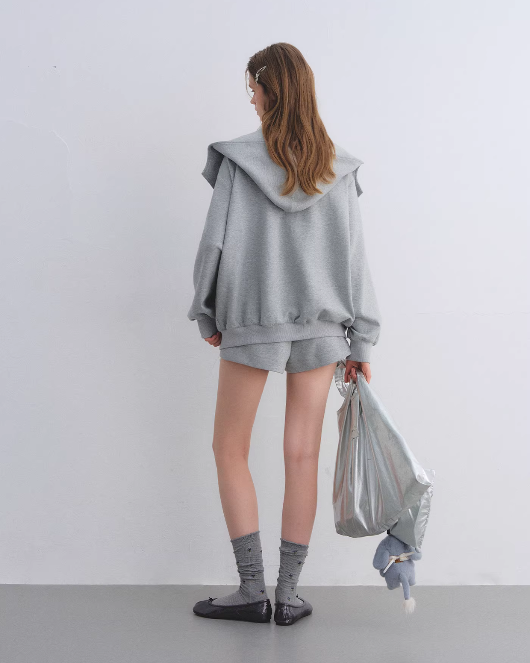 Oversized Collar Zip-Up Hoodie / Flare Sweatpants  ASG0083