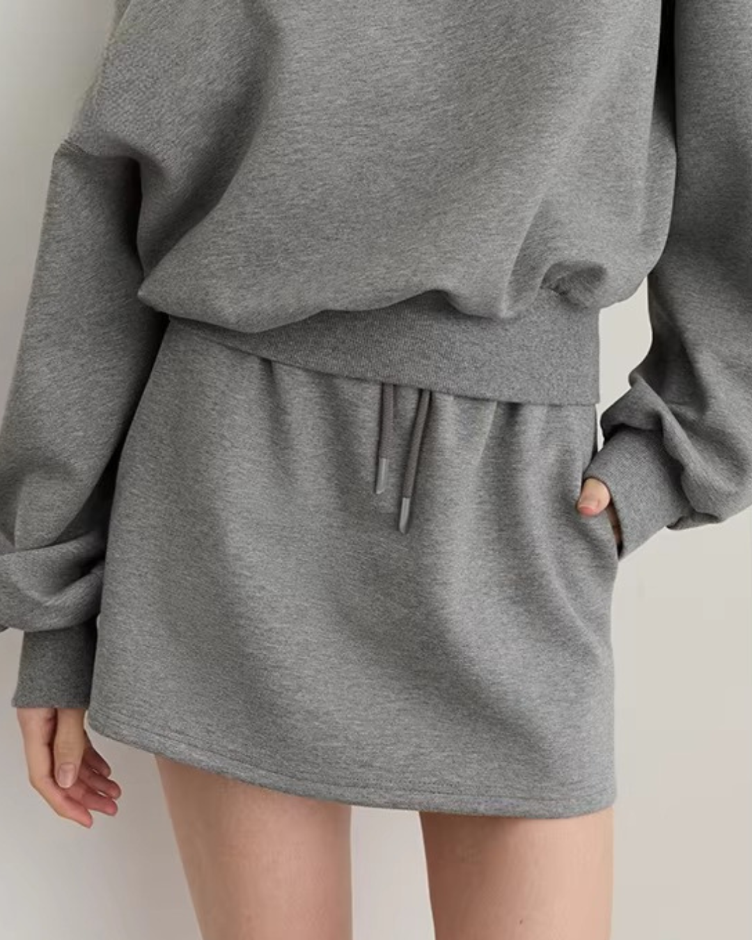 One-Shoulder Sweatshirt Top / Mini Skirt DPY0069
