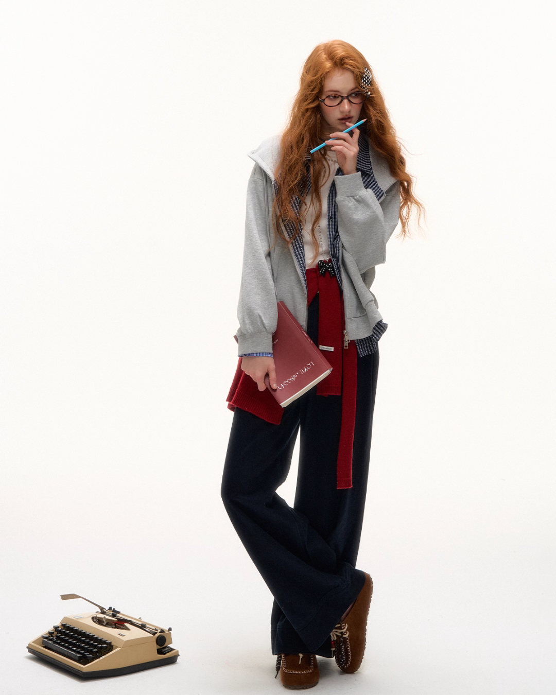 Plaid Spliced Hood Hoodie / Mini Skirt / Flare Pants ASG0066