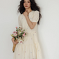 Flower Embroidery Tiered Mini Dress VAS0020