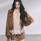 Wool Blazer Jacket/Mini Skirt/Frill Lace Blouse LAS0042