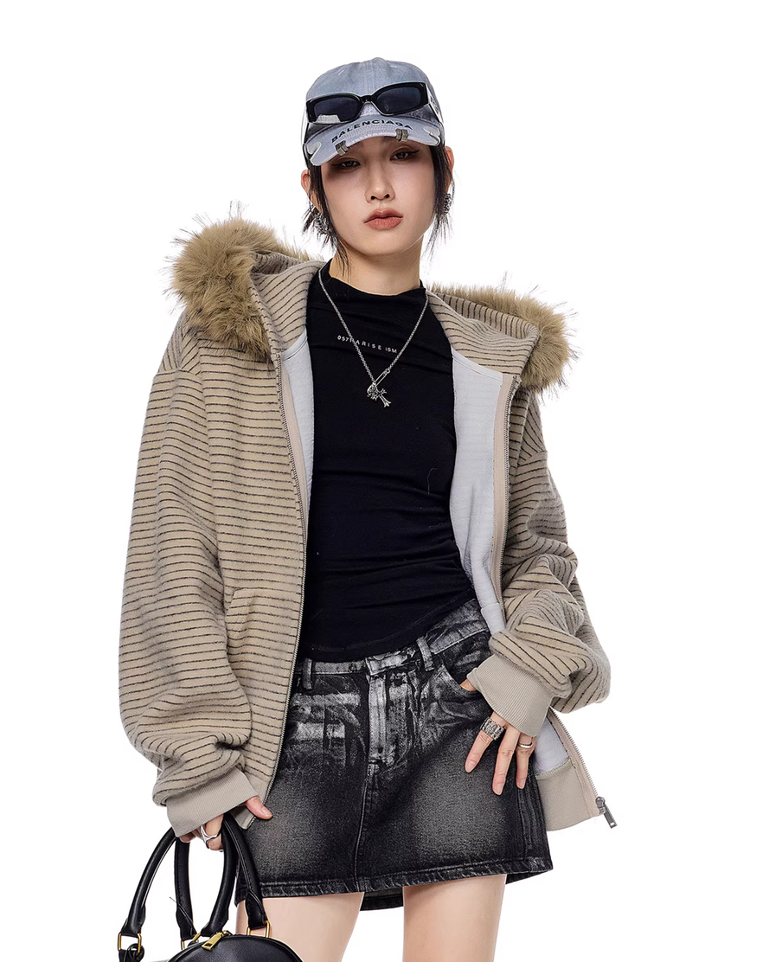 Thin Stripe Zip Hoodie ICM0118