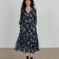 V-Neck Linen Print Elegant Dress VAS0151