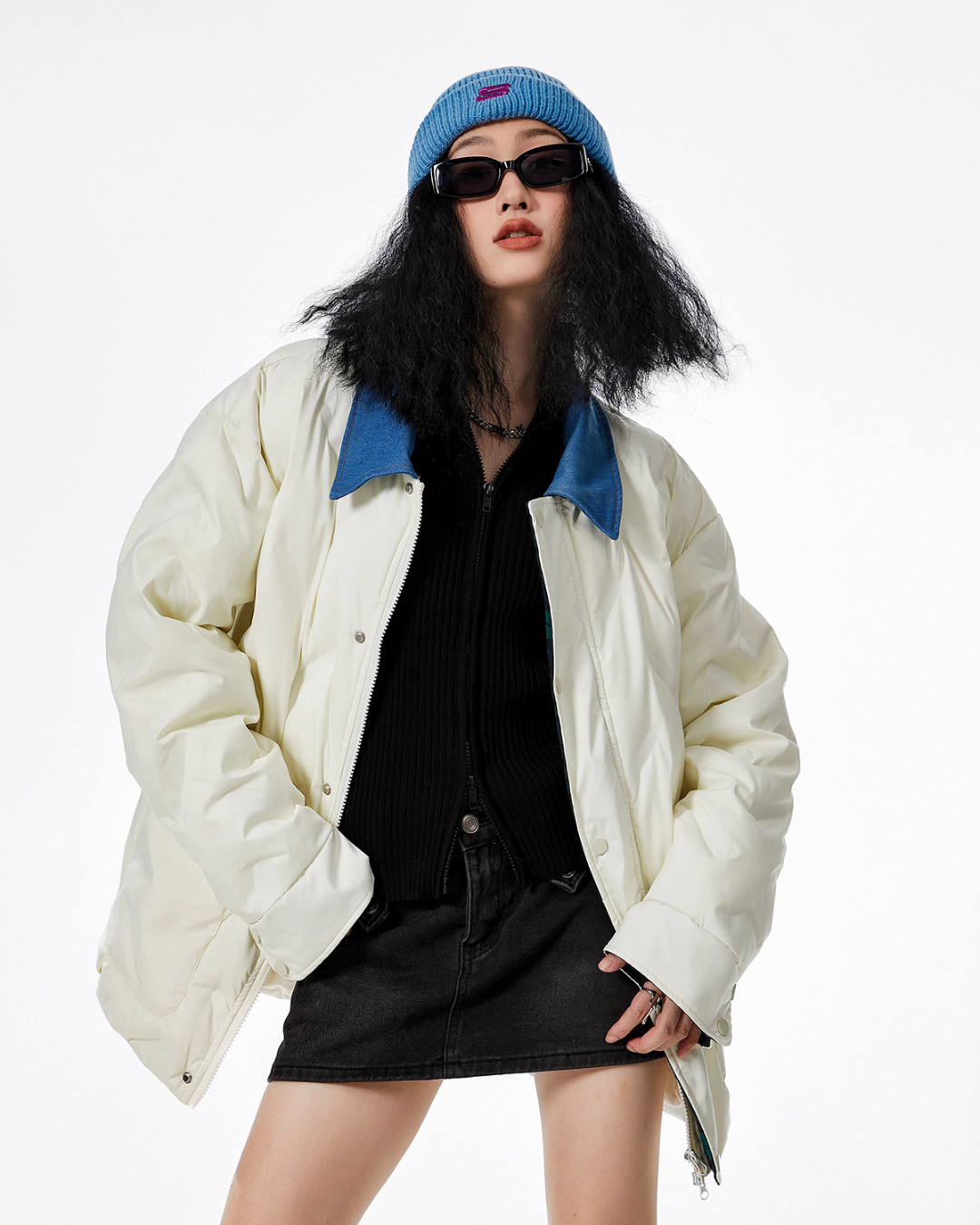 Color Block Collar Down Jacket ICM0108