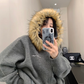 Fur Hood Knit Hoodie YLS0979
