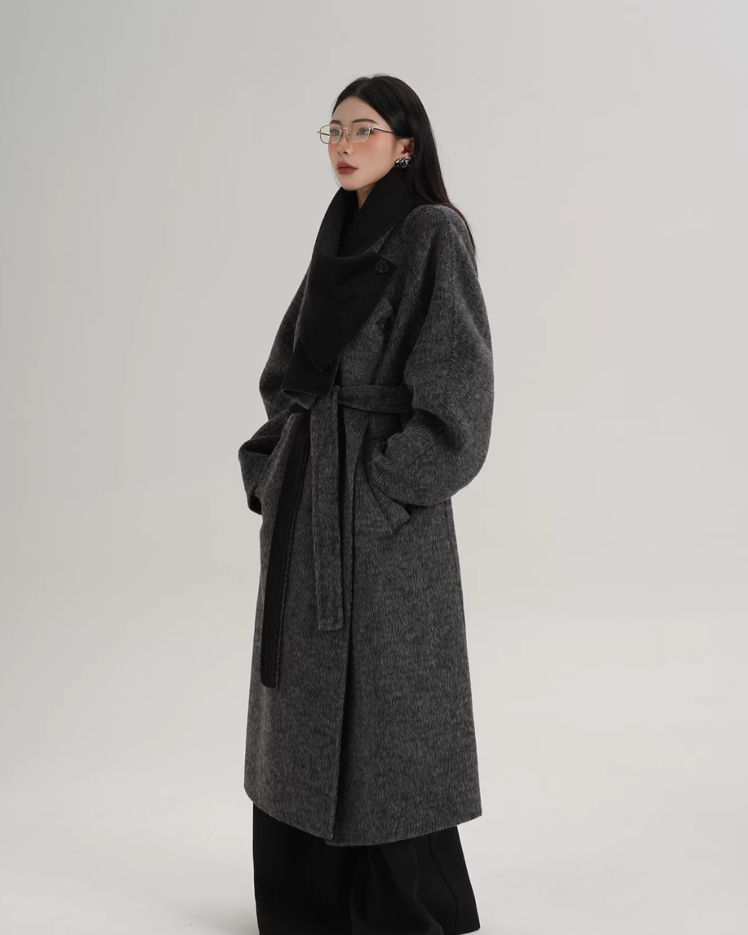 Scarf Design Long Wool Coat SRS0409