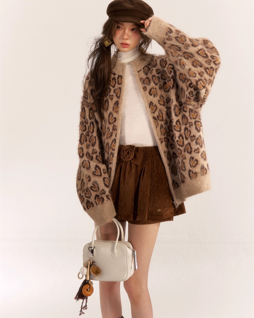 Leopard Print Knit Cardigan ASG0057
