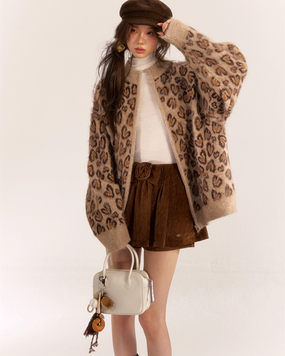 Leopard Print Knit Cardigan ASG0057