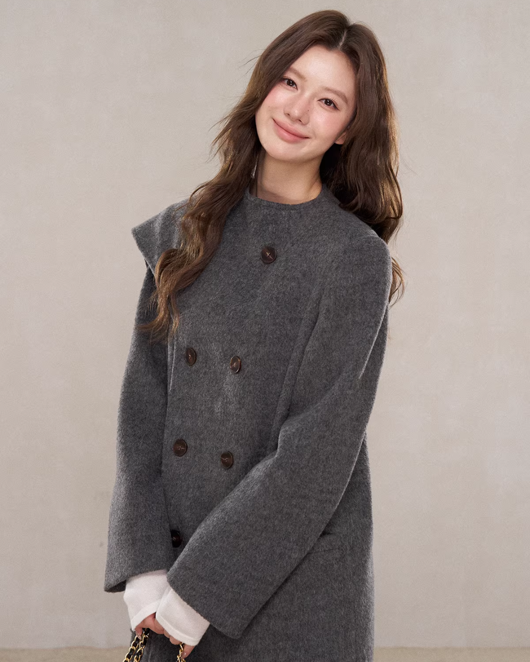 Scarf Collar Double Breasted Wool Coat WDB0003