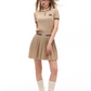 Polo Rib Knit Top / Pleated Skirt MDB0001